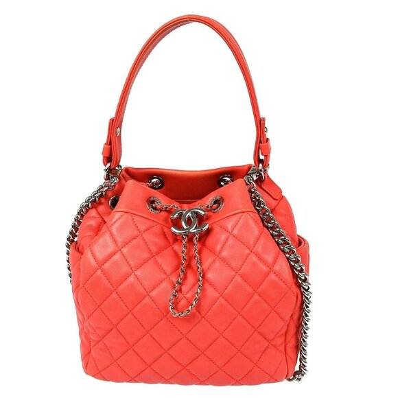 Chanel Pink Lambskin Drawstring Shoulder Bag - Picture 1 of 10